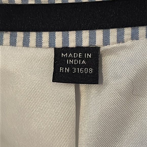 Jos. A. Bank 1905 blue & white striped seersucker cotton men’s Size 43R blazer - Picture 9 of 9